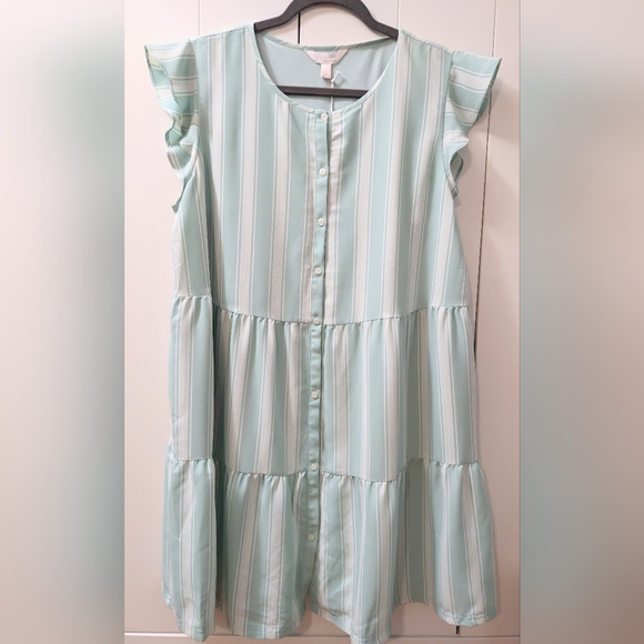 LC Lauren Conrad Button-Front Babydoll Dress. Size Large. - Picture 2 of 12